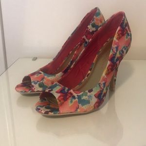 Fun Floral Peep Toe Heels